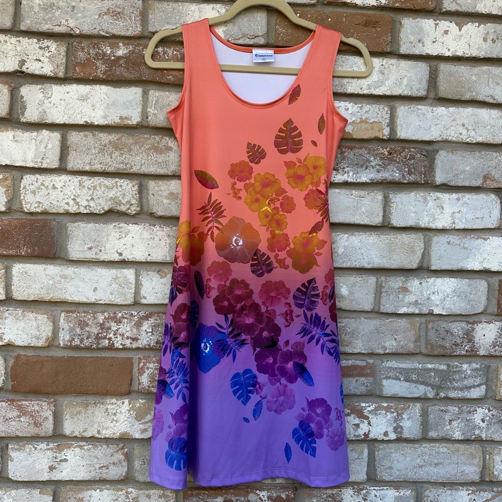 Cowcow Floral Sunset Sleeveless Dress Cow Cow